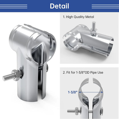 12 Pcs End Rail Clamps 1-3/8", T Pipe Clamp 1-3/8 x (12 Pcs), Silver
