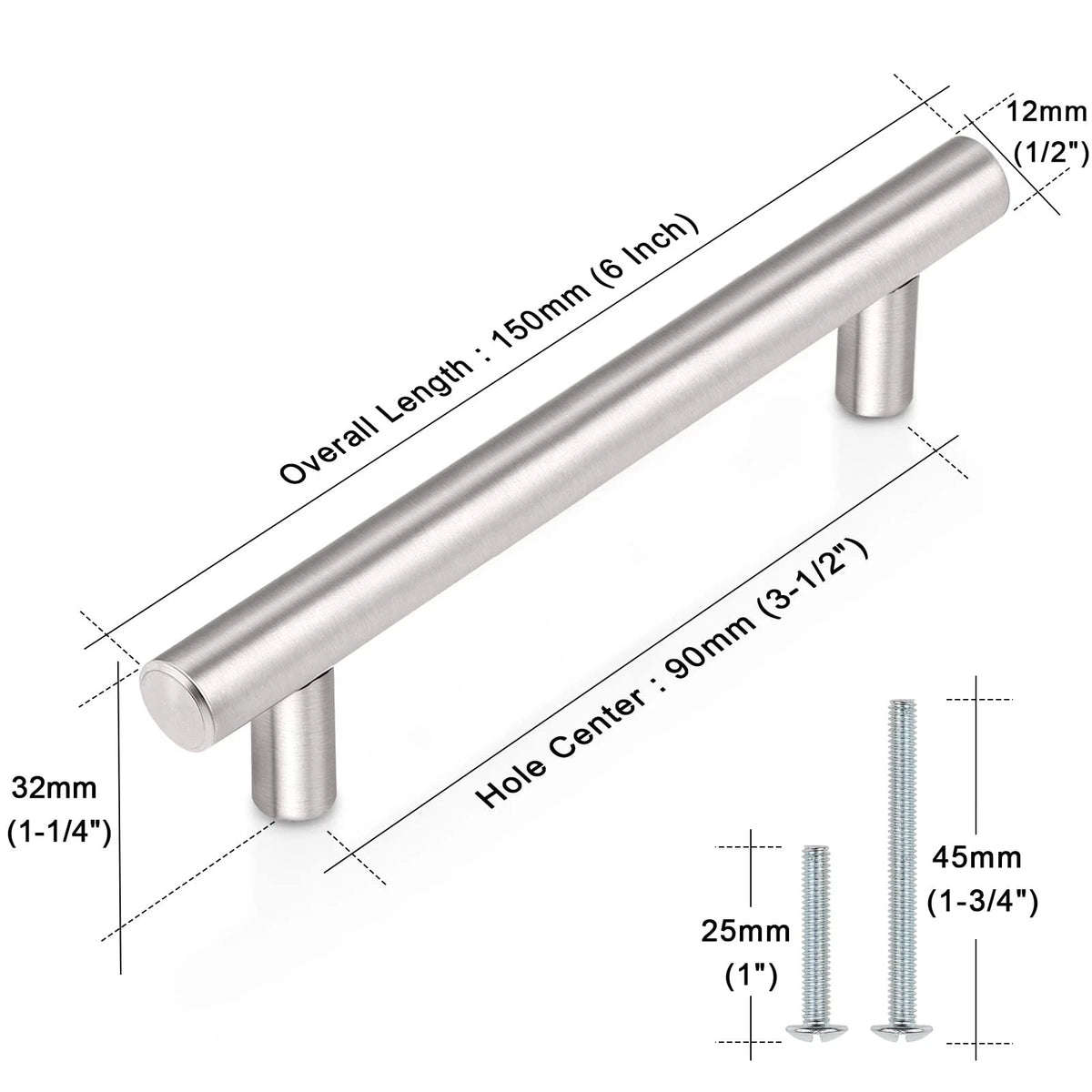 Probrico 30 Pack| 3-1/2 Inch Hole Center hole center 3-1/2", Brushed Nickel