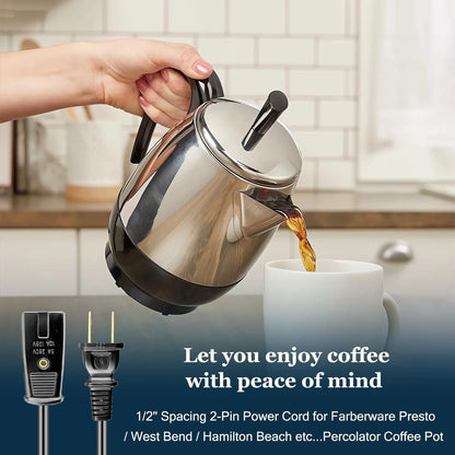 HASMX Percolator Power Cord 36" for West Bend Coffee Urn 58030 58012, Black
