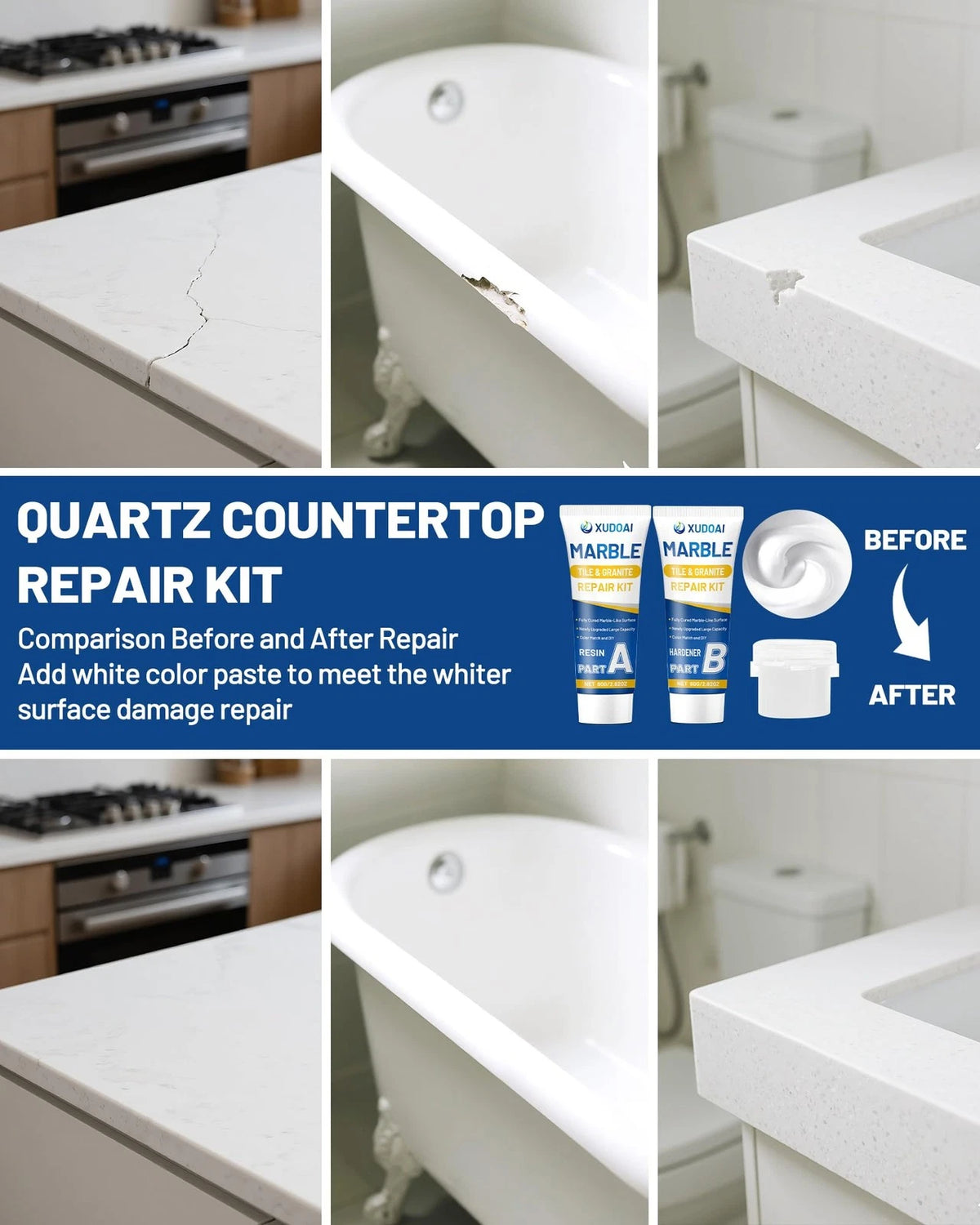 Marble and Granite Repair Kit (Color Match), 160g/5.64oz Quartz Color Match