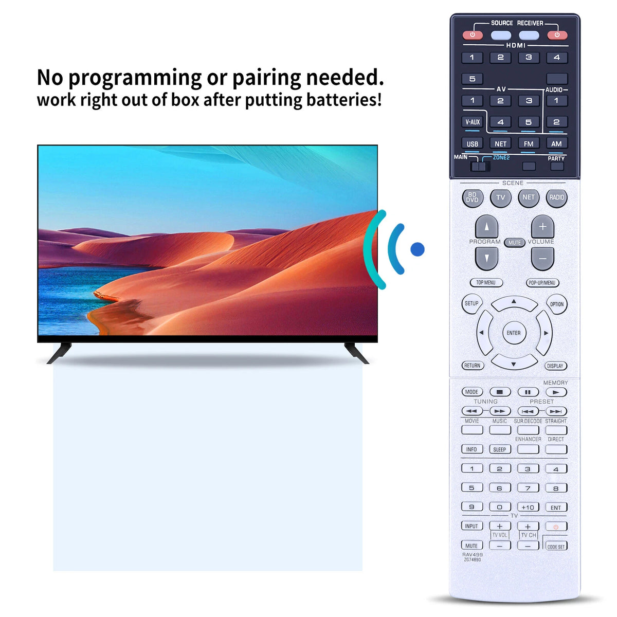 RAV499 ZG74890 Remote Control For Yamaha Receiver RX-S600 RXS600