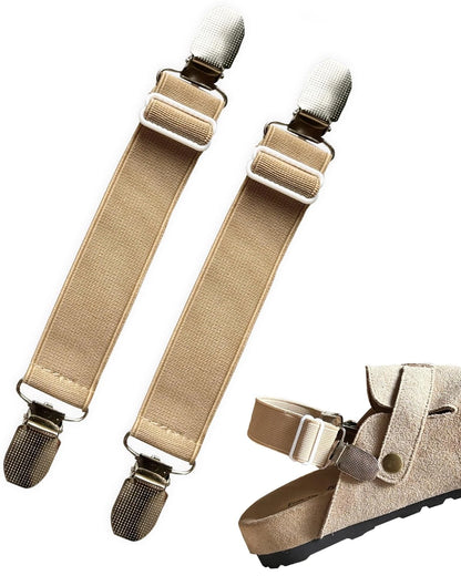 BitsFans Elastic Shoe Straps for Birkenstock Clogs Men and Ajustable, Khaki