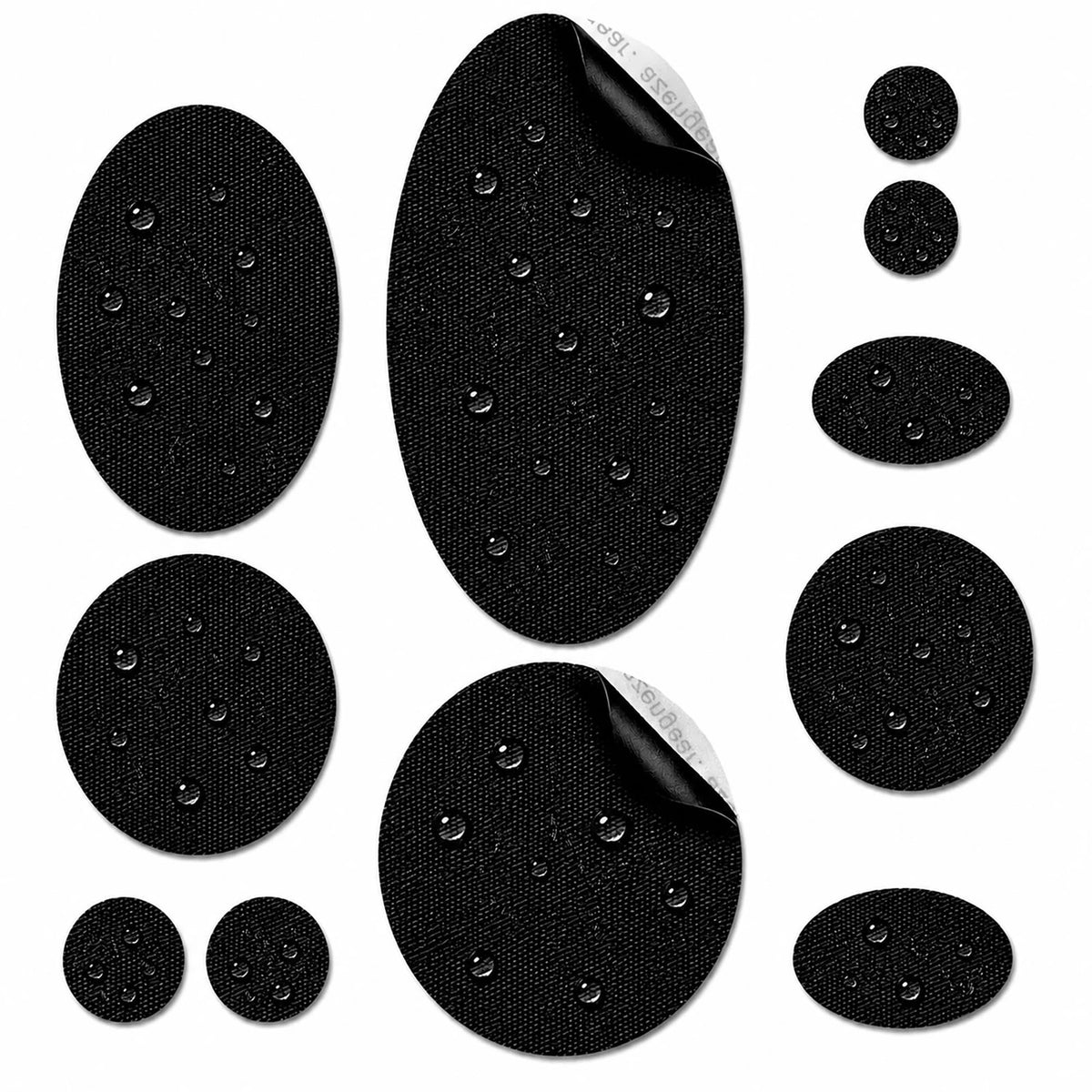 Self-adhesive Repair Patches for Jackets, Tents, Different Sizes, Black