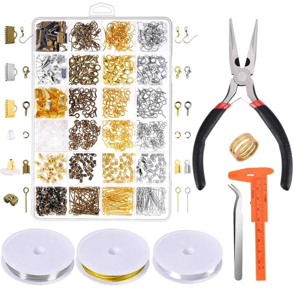 PAXCOO Jewelry Making Supplies Kit - Repair Tools with Silver Gold and Bronze