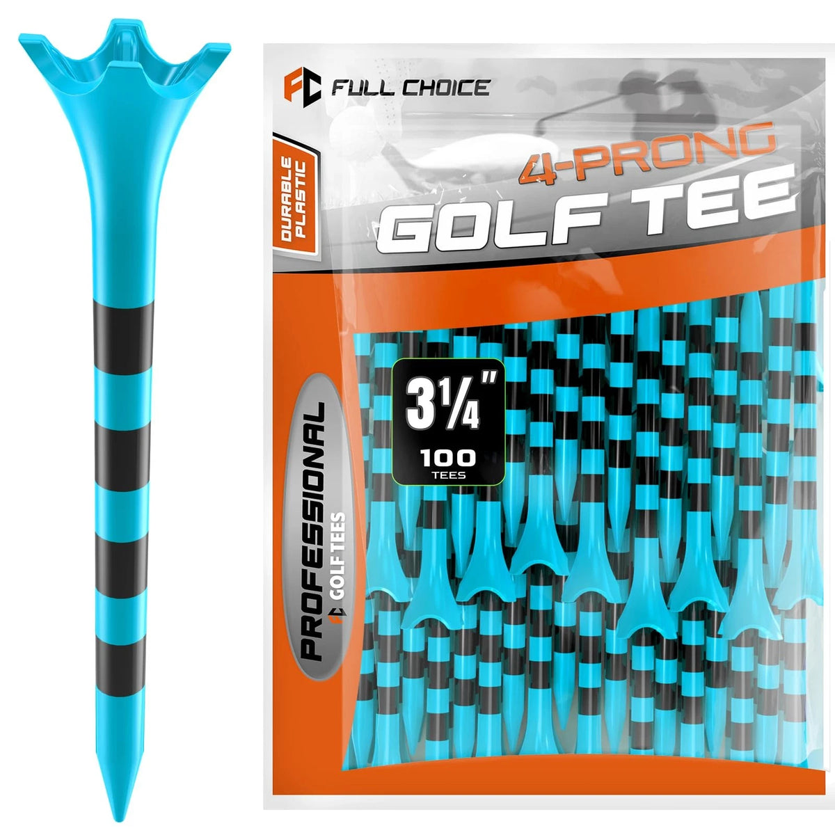Full Choice100 Pack 3-1/4" Plastic Golf Tees, 3-1/4", Blue (100pcs)