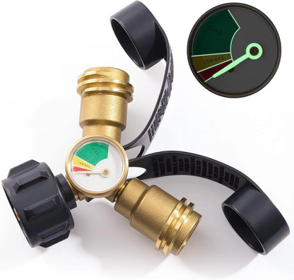 Propane Tank Splitter with Gauge 2 Way, Y Adapter Shut Off...