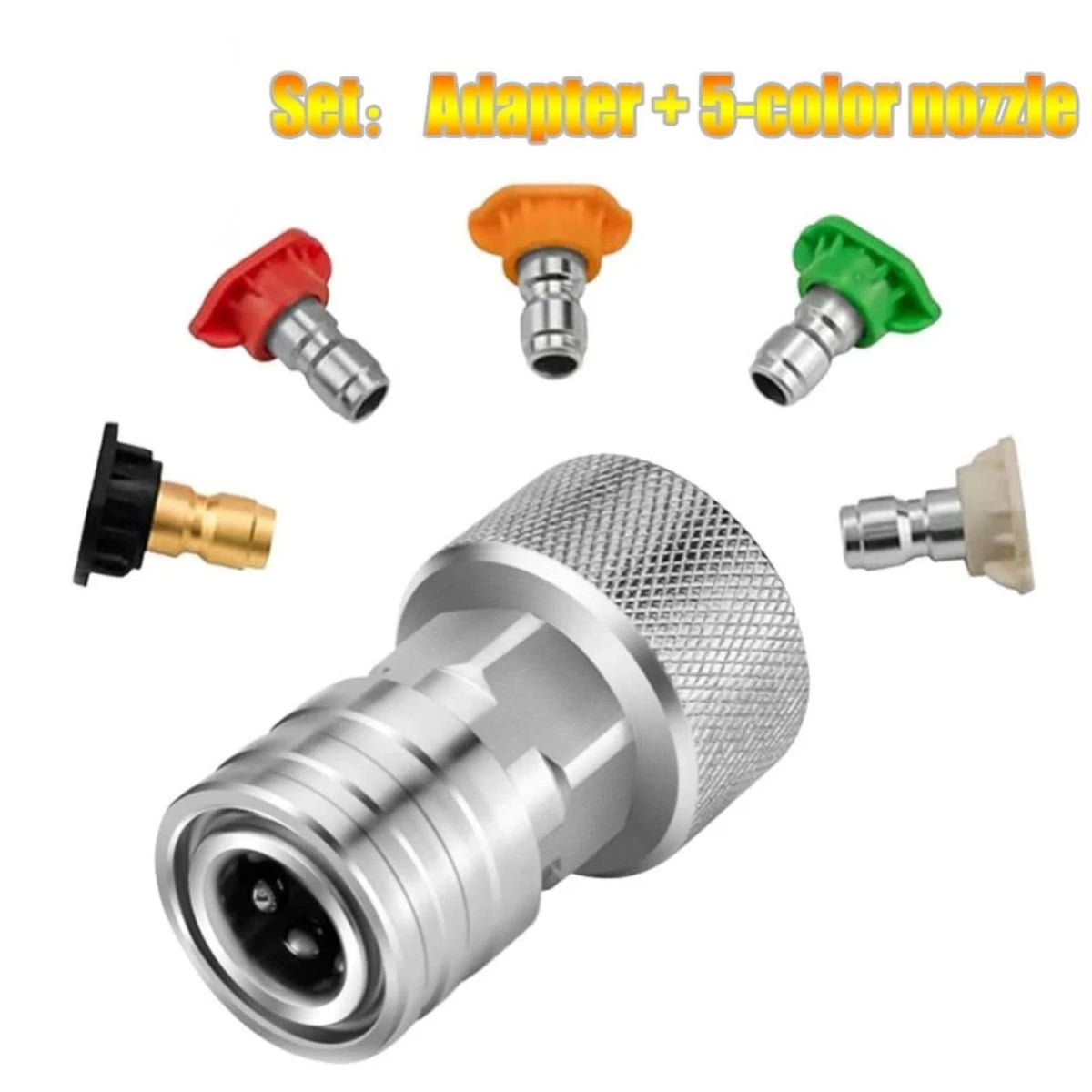 Garden Hose to Pressure Washer Quick Connect Kit 3/4" GHT 1/4" Adapter 5 Nozzles