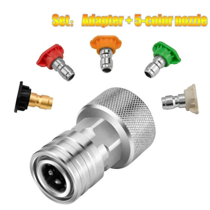 Garden Hose to Pressure Washer Quick Connect Kit 3/4" GHT 1/4" Adapter 5 Nozzles