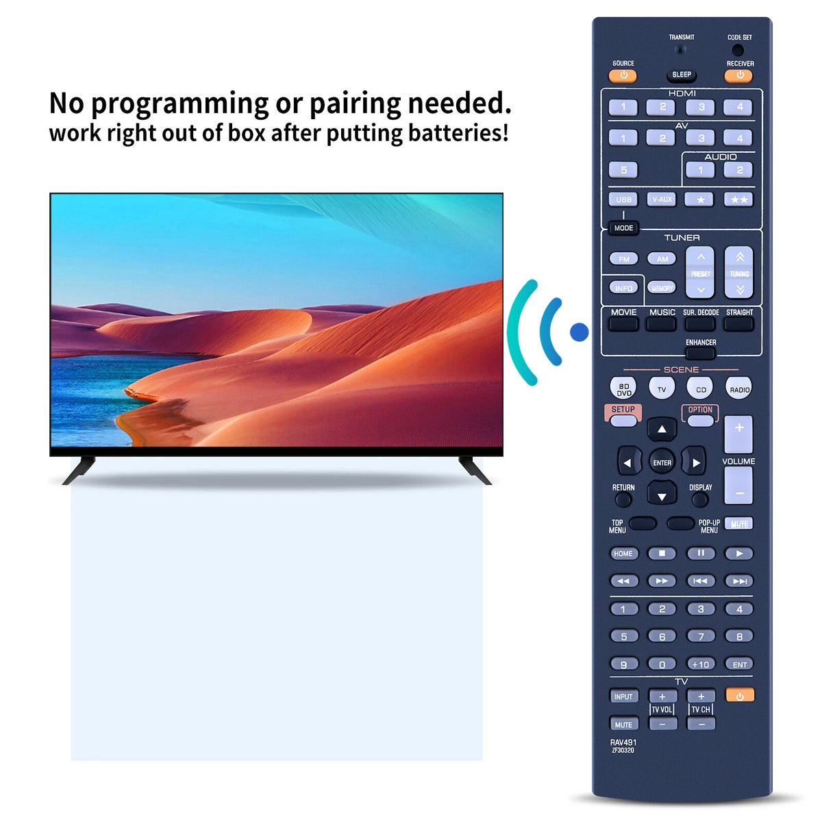 RAV491 ZF30320 Remote Control For Yamaha AV Receiver HTR-4066 YHT-797 RX-V373
