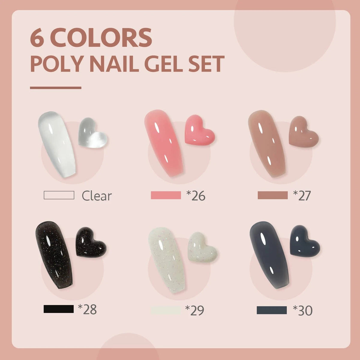 GAOY Poly Gel Nail Kit with U V Light Starter Kit, 6 Colors Nude Pink Set C
