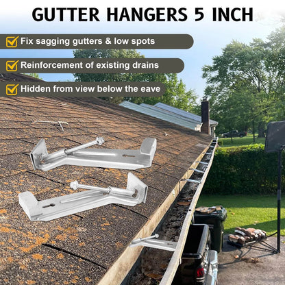 20 Pcs Gutter Hangers 5 inch with Pre-Inserted Quick Screw Silver
