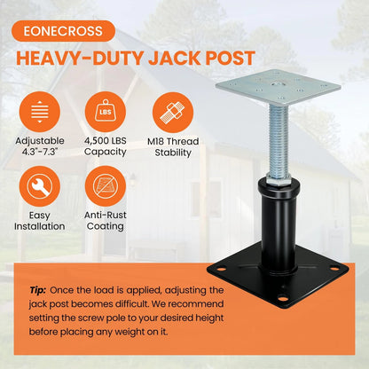 6 PCS House Floor Jacks for Lifting & Leveling, 4"–7"(6 pack), Black
