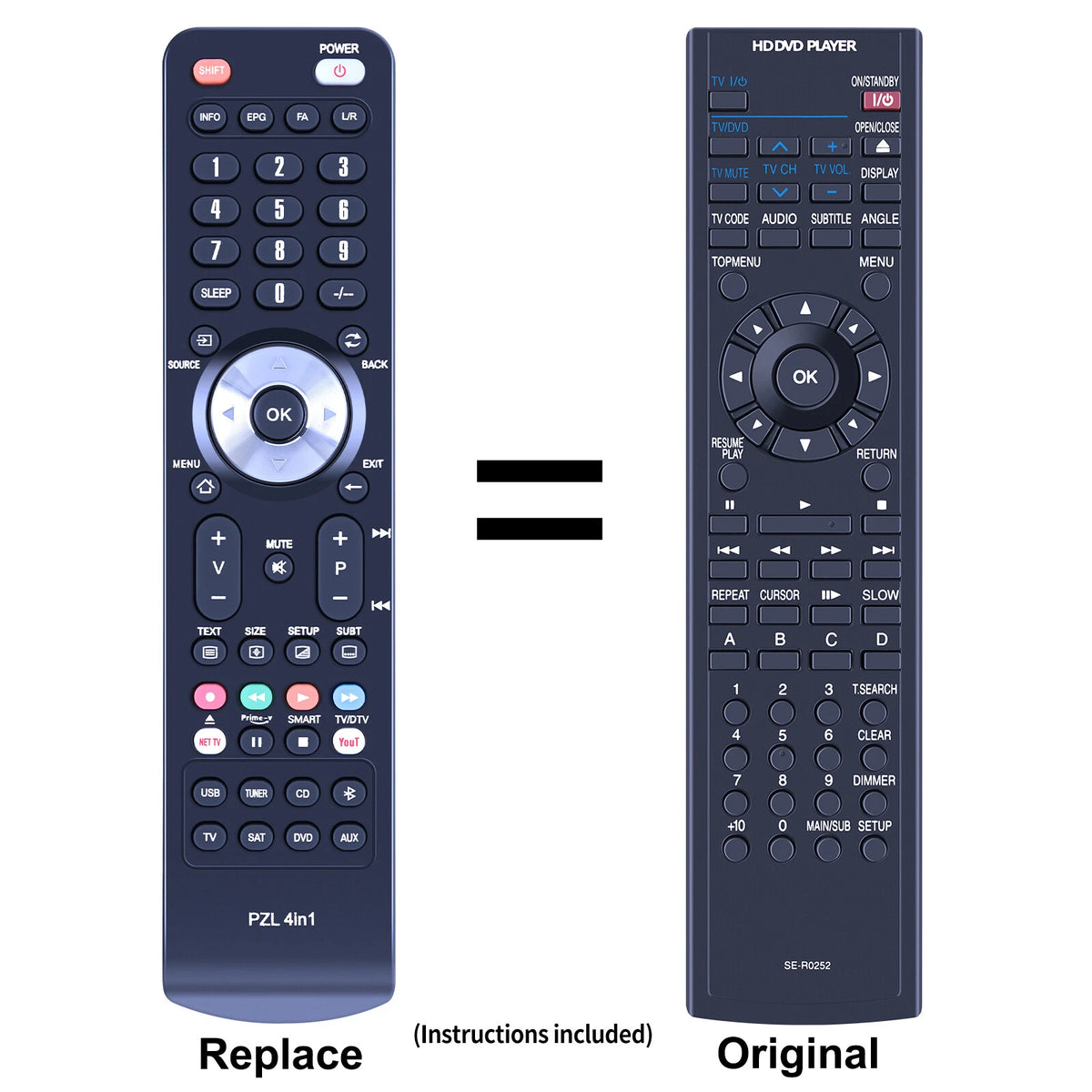 SE-R0252 Replacement Remote Control For Toshiba HD DVD Player HD-A2 A20 A35