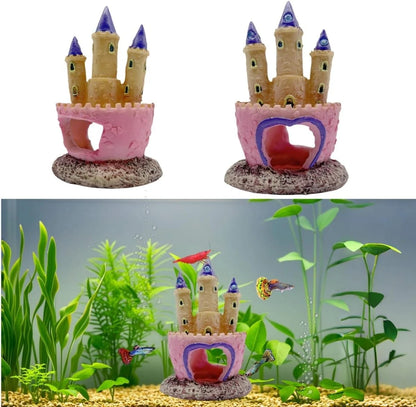 Small Cartoon Aquarium Castle Decor, Fish Tank Fairy Pink Hide