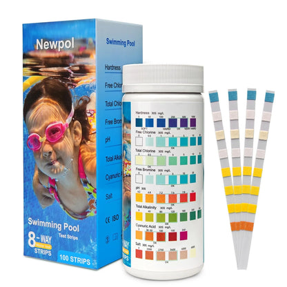 pol 8-in-1 Pool Test Strips, 100 Strips Water Testing for Swimming Pool,...