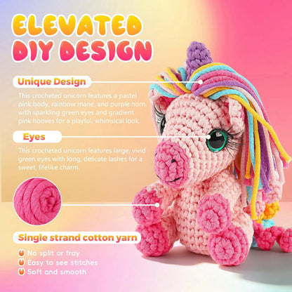 Gipony Crochet Kit for Beginners Animal,Crochet Animal Unicorn