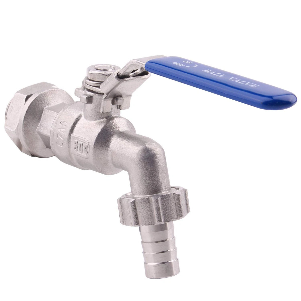 DERNORD Stainless Steel Ball Valve - 1/2 Inch 1/2" NPT to Barb Hose