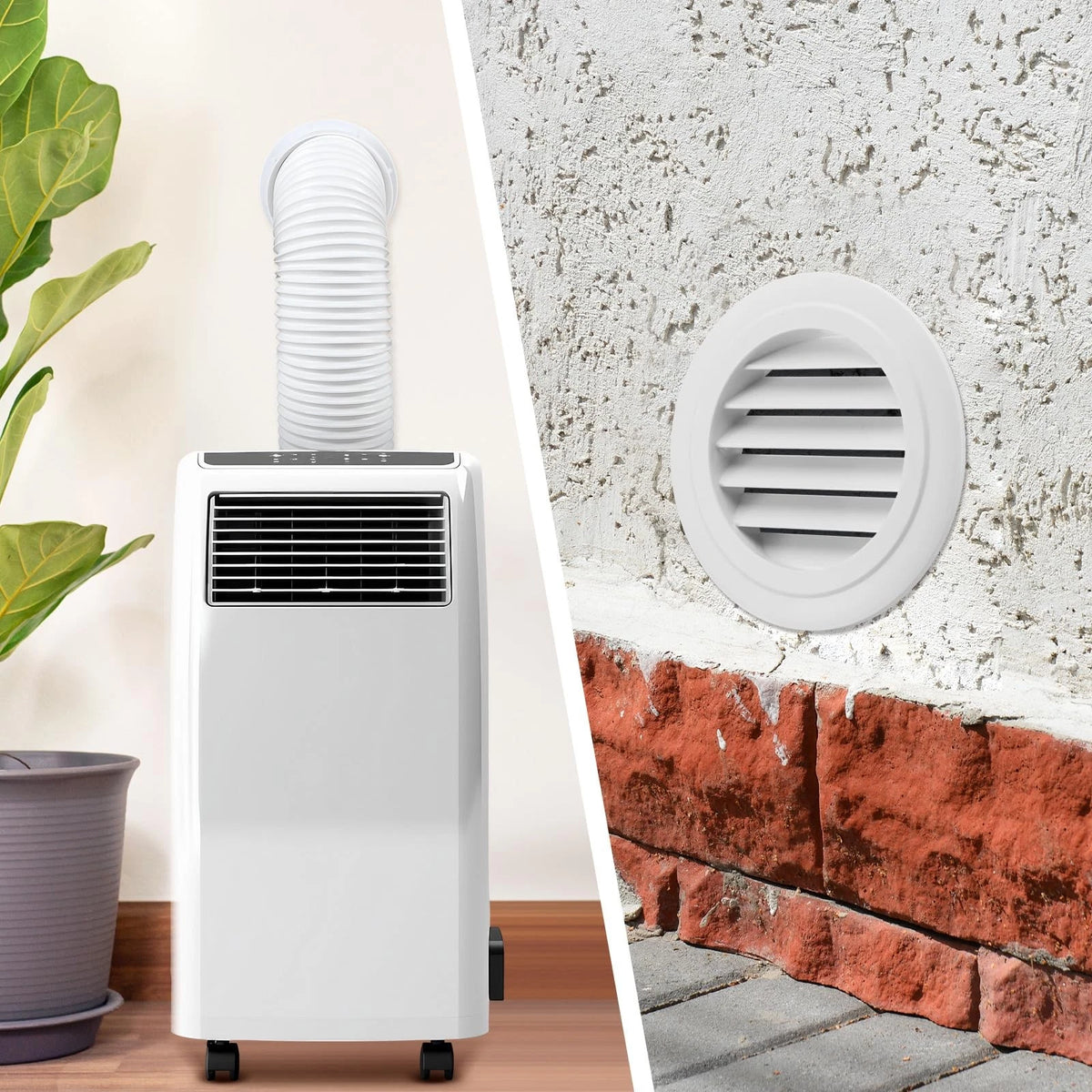 Maasechs Portable Ac Wall Mount Vent Kit 5 In&5.5 in Tubes 59 Inches, White