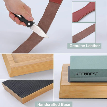 KEENBEST Actual Grit Premium Material Whetstone Set 2 Side 400 1000 Red