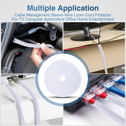 Nilight Cable Sleeve,10ft-1/4inch Cord Management Sleeves, 1/4"-10ft, White