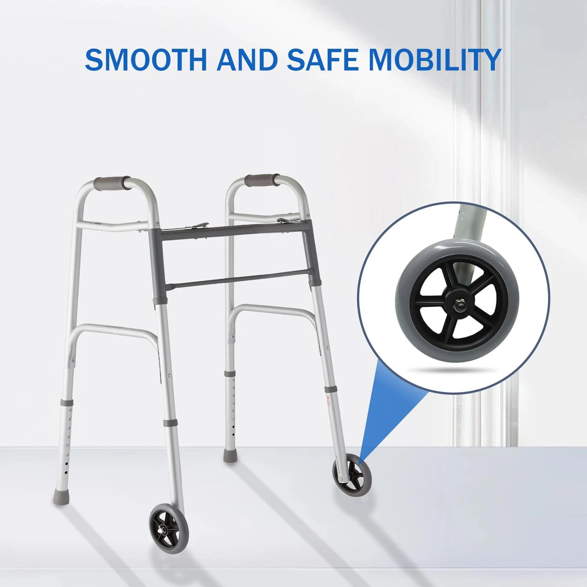 Zantle Universal Walker Wheels Replacement - 5 Inch, 5 inches, Grey