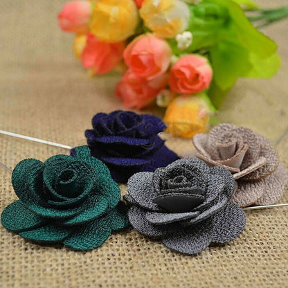 10Pack Men Nice Lapel Flower Daisy Boutonniere Stick Brooch Pin Suit Wedding C