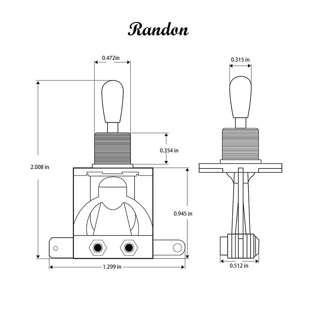 Randon 3 Way Short Straight Guitar Toggle Switch Pickup RG-0301, silver