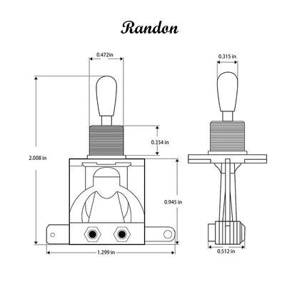 Randon 3 Way Short Straight Guitar Toggle Switch Pickup RG-0301, silver