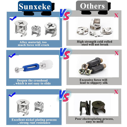 120PCS Cam Locks for Furniture,3-in-1 Eccentric Hardware 120PCS, silver