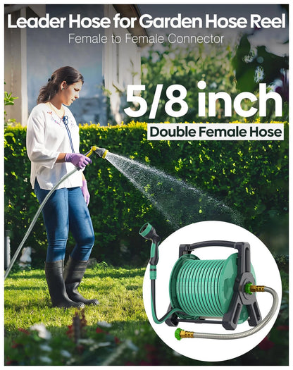 Short Metal Garden Hose 10ft with Female to Female, Silver
