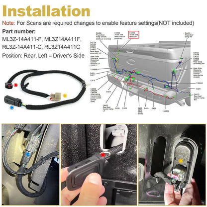 Truck Bed Light Jumper Harness For Ford F-150 2021-2025 ML3Z-14A411-F
