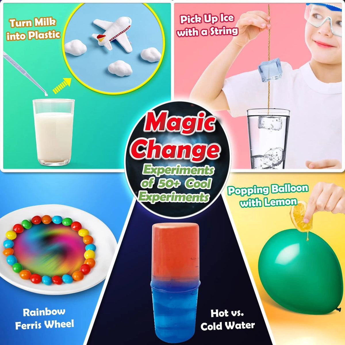 UNGLINGA 50+ Science Lab Experiments Kit for Kids, STEM Activities 9.8 inches