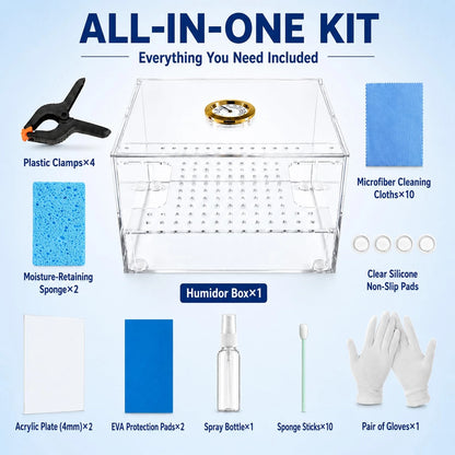 Trading Card Repair Flattening Kit with Humidor Box, Crystal Clear Acrylic