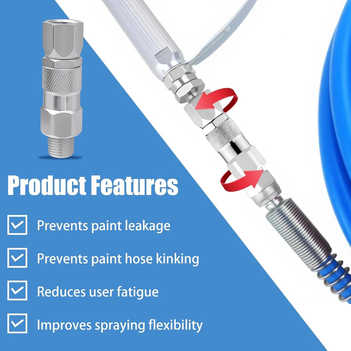 244515 1/4" Straight Hose Swivel, 360° Swivel Joint, 3000 PSI for silvery