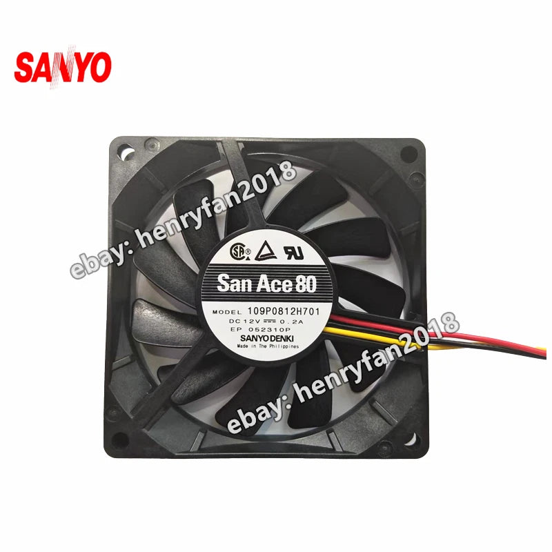 SANYO Denki Fan 109P0812H701 DC 12V 0.2A 80*80*15mm 2.4W Axial Cooling Fan