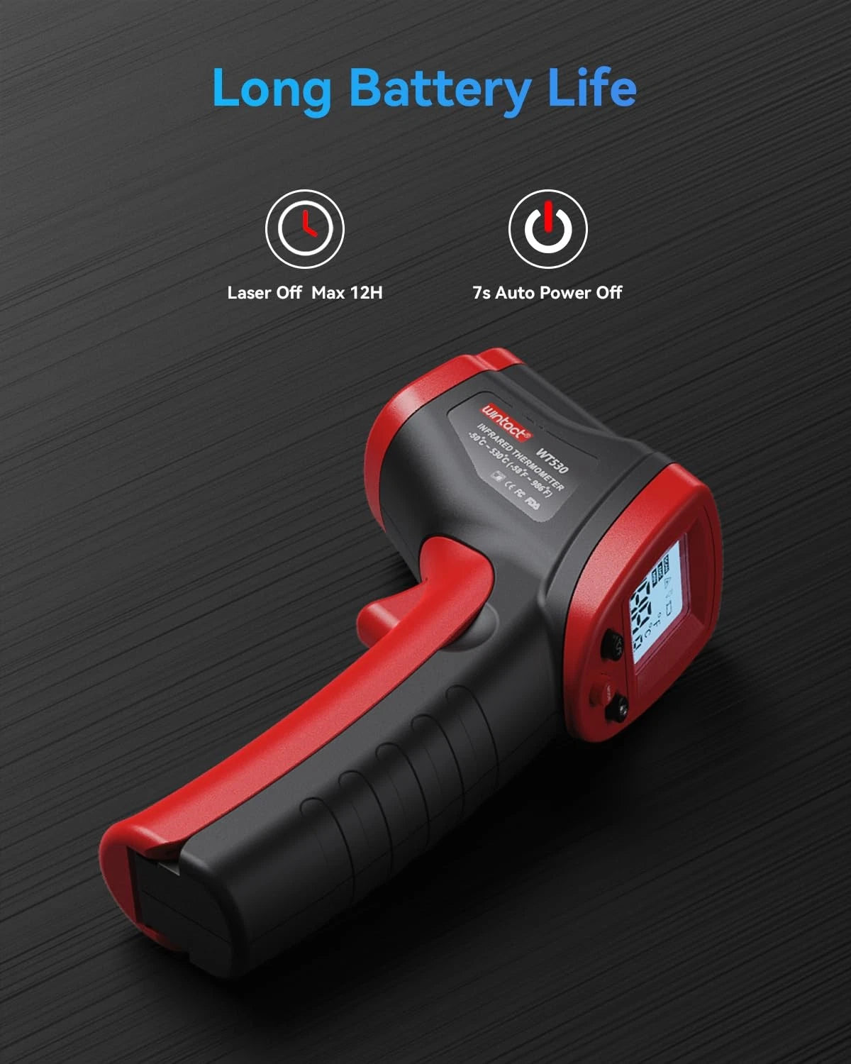 Wintact Infrared Thermometer, Digital Surface Temperature Gun small, Red+Gray
