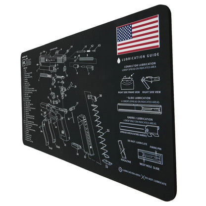 Gun Cleaning Mat 24"x12" for Glock, Thick Black BLACK
