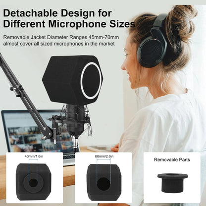 Professional Microphone Isolation Ball with 2-Layered Pop Medium, black