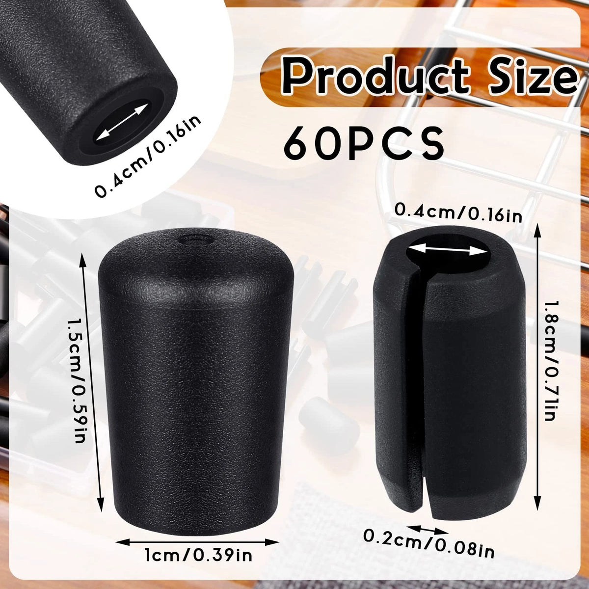 60 Pieces Rubber Feet for Grid Sink Protector Kitchen Black