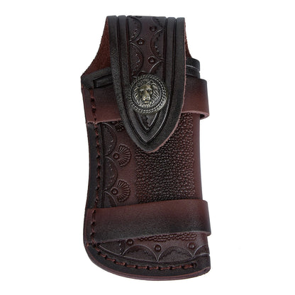 Leather 4'' Folding Knife Holder Sheath Leather Storage Pouch Belt Bag c