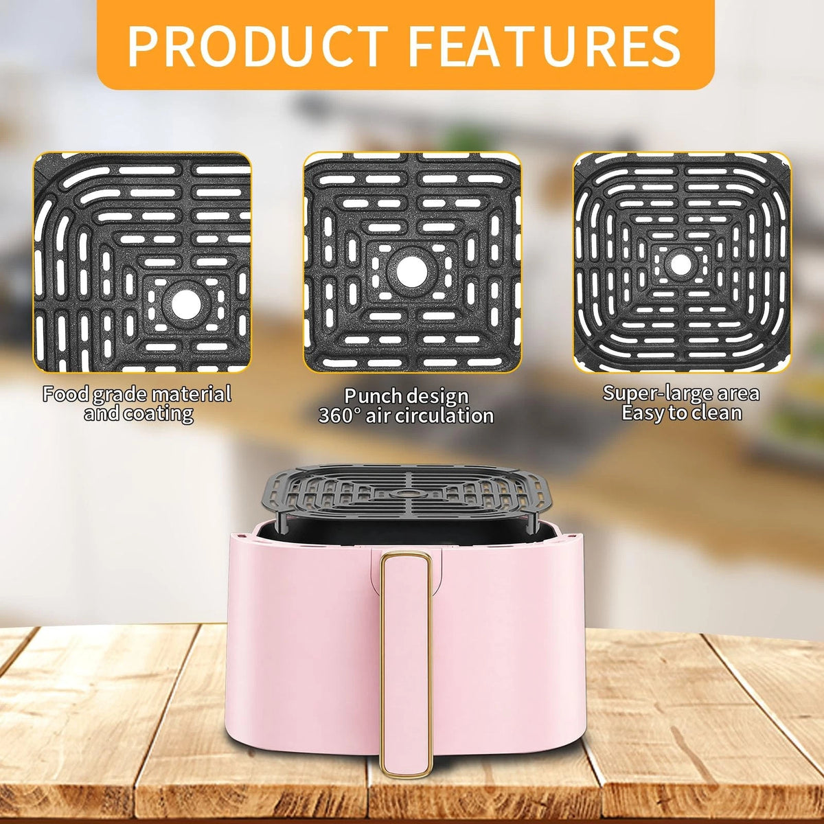 Air Fryer Grill Pan for Chefman 6QT Paris Hilton 6 Quart 8 in 1 Black