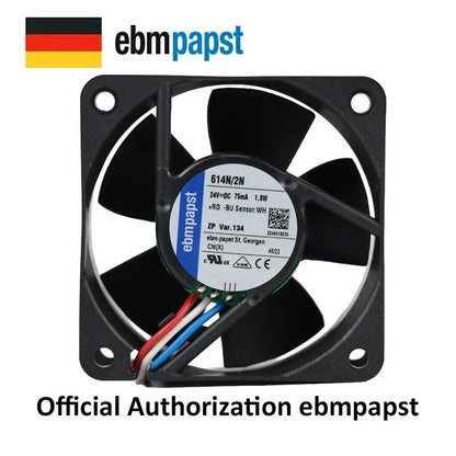Ebmpapst Fan 614N/2N Axial Fan DC 24V 1.8W 60x60x25mm 75mA Cooling Fan 3-Wire