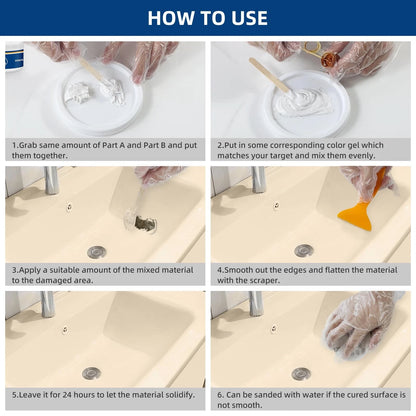 Tub and Fiberglass Shower Repair Kit White, 3.7oz Porcelain Tile White