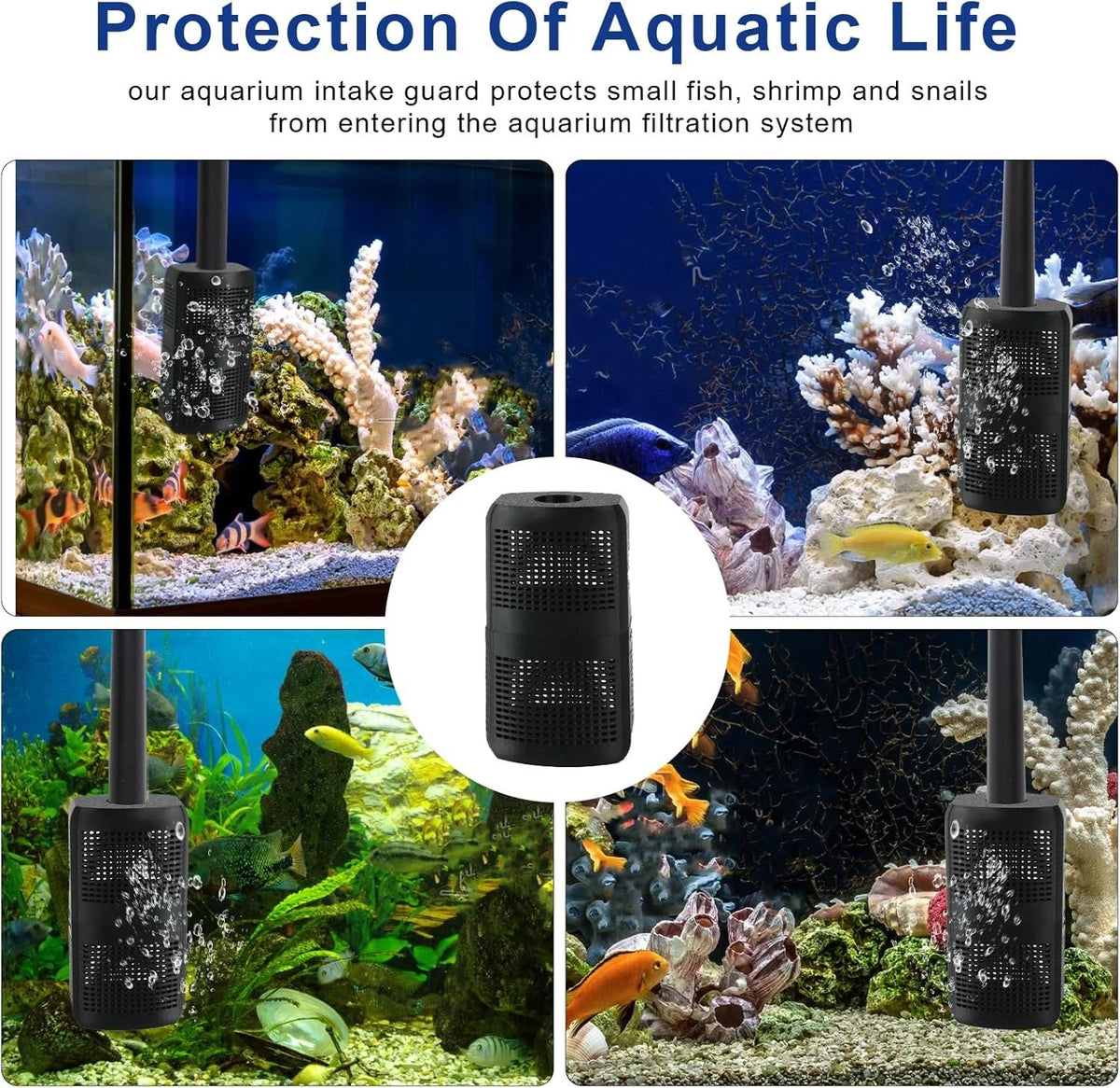 Aquarium Filter Intake Guard, Detachable Guard Black