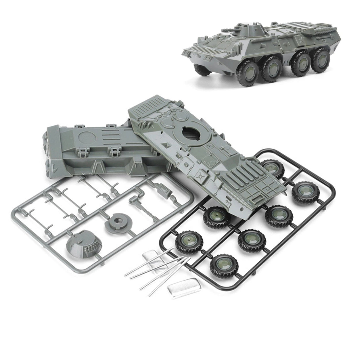 1:72 Plastic Movable BTR-80 Wheeled Armored Vehicle Model Kit Christmas Gifts