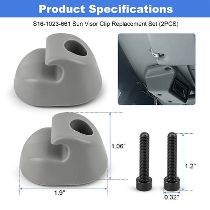 2PCS S16-1023-661 Sunvisor Clip Gray For Kenworth Peterbilt Interior