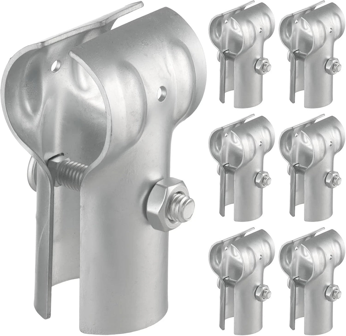 6 Pcs End Rail Clamps 1-3/8" Pipe Chain Link Fence Galvanized Steel T 6