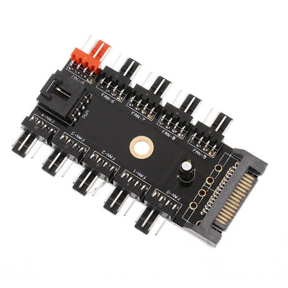 Motherboard 4Pin PWM Cooler Fan HUB Splitter 1 To 10 Extension SATA Power Supply