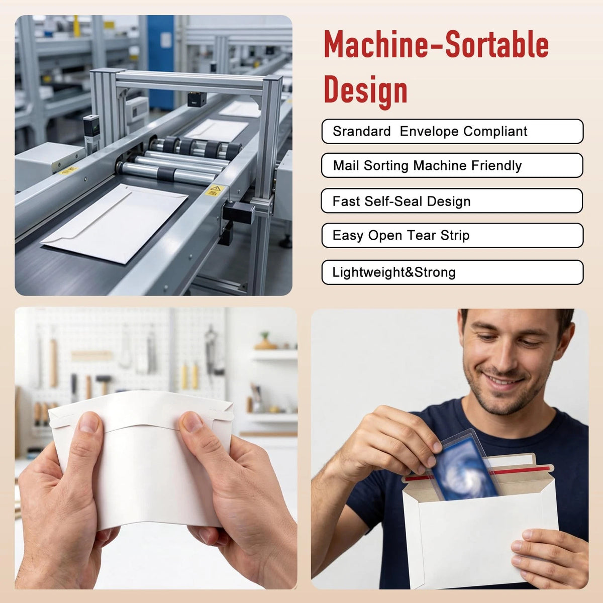 180 Pack Rigid Card Envelopes for Trading 7 x 4.3 x 0.1 inches, White