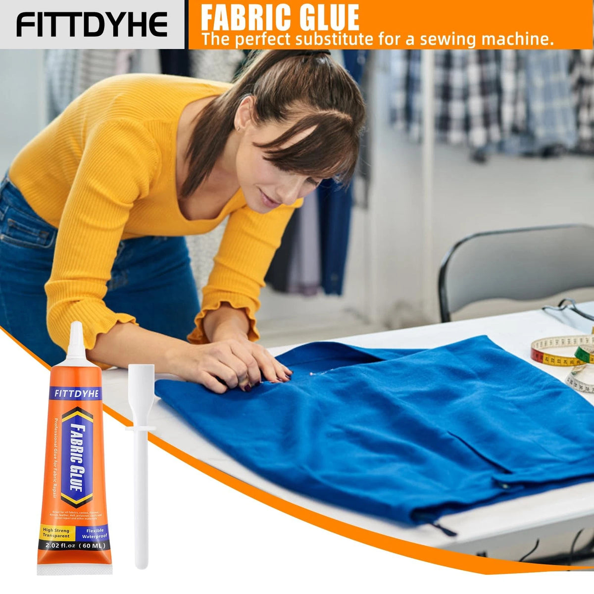 FITTDYHE Fabric Glue Permanent, 60 ML Washable Clear Clothing 60ML,